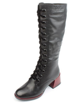 02-BA100-1 BLACK Сапоги зимние женские (натуральная кожа, натуральный мех)