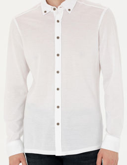 Beyaz Slim Fit Uzun Kollu G_mlek