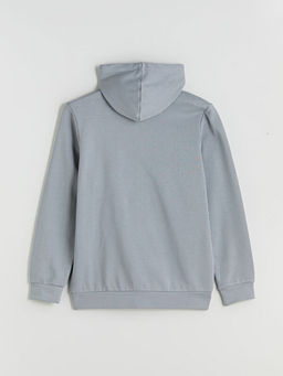 Kap??onlu Uzun Kollu Erkek Fermuarl? Sweatshirt