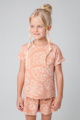 КР 4796/пробковое дерево,тропические листья к371, шорты