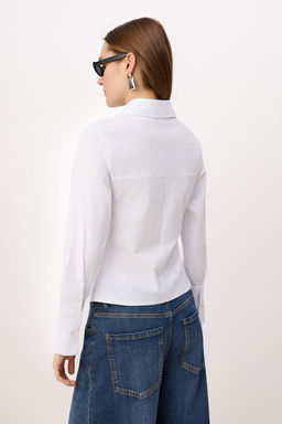 Beyaz Cep Detayl? Poplin Gomlek TWOSS26GO00065 - Trendyolmilla фото 4