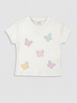 Bask?l? K?z ?ocuk Bluz ve Tayt