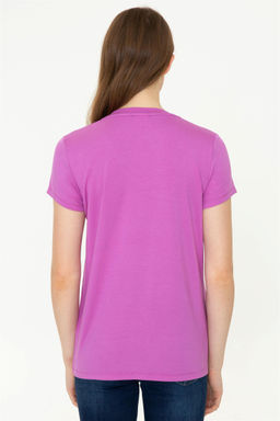 Женская фиолетовая футболка с V-образным вырезом Basic - U.s. polo assn фото 11
