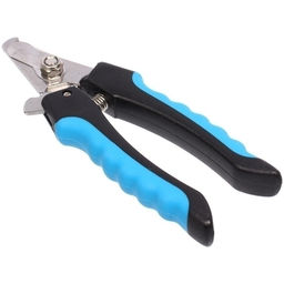 Цена за 2 шт. Когтерез для животных "ЗООУЛЬТРА", пружинный механизм, ручки прорезиненные - волна, цвет чёрный / голубой, 16см