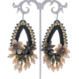 Серьги ручной работы капля в оплетении цв.сизый