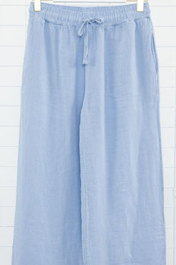 Lacivert %100 Keten Beli Lastikli Yuksek Bel Wide Leg Pantolon TWOSS24JE00249 - Trendyolmilla фото 31