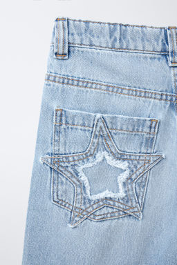 RELAXED BAGGY STAR PATCH DENIM BERMUDA SHORTS - Zara фото 3