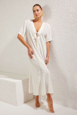 Kahverengi Dokuma Baglama Detayl? Maxi Plaj Elbise TBESS25EL00022 - Trendyolmilla фото 8