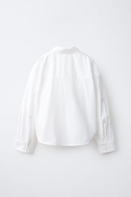 PACK CAMISA Y TOP FRUNCIDO RAYAS Y APLIQUE ABALORIOS / Blanco - Zara фото 3