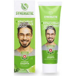 Зубная паста SYNERGETIC Активная защита, 100 гр (Лайм+Мята)