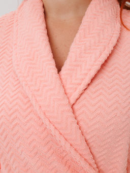 Женский махровый халат с шалькой Елочка светло-коралловый МЗ-02 Елочка (6)