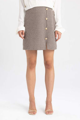 Мини-юбка А-силуэта в клетку на подкладке - Defacto фото 6