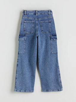Beli Ayarlanabilir Lastikli K?z ?ocuk Kargo Jean Pantolon