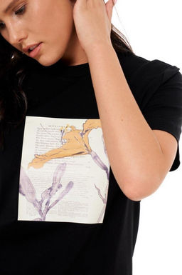 Хлопковая футболка Dolores с принтом Newspapper (Цвет: Черный Love to Love) - Morozov Amavie фото 8