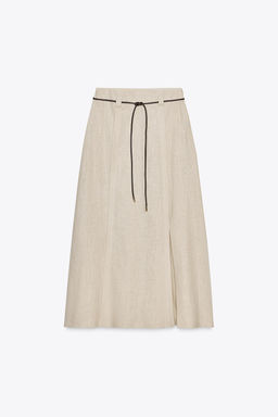 LINEN BLEND MIDI SKIRT WITH BELT - Zara фото 4