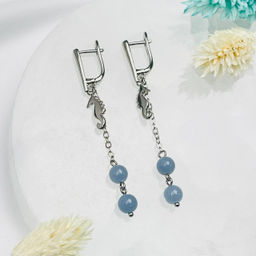 Серьги на цепочке из Ангелита - Радуга самоцветов фото 2