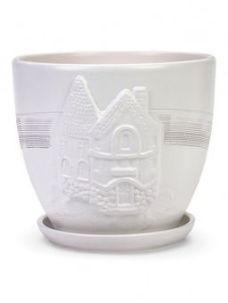 Горшок цветочный с поддоном 5 л, d122/h19,5 см белый керамика, "Голландия" (М)