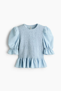 Blusa denim nido de abeja