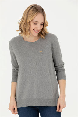 Женский серый меланжевый базовый свитер - U.s. polo assn фото 3