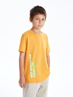 Bisiklet Yaka Bask?l? K?sa Kollu Erkek ?ocuk Ti??rt