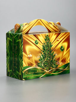 Цена за 2 шт. Подарочная новогодняя коробка «Праздничный шелк» в зеленом, 25×12×24 см