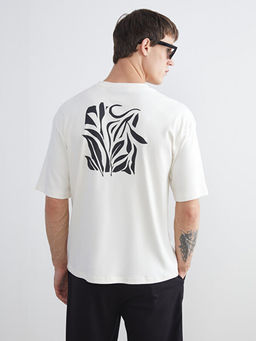 Bisiklet Yaka Bask?l? Penye Erkek Ti??rt