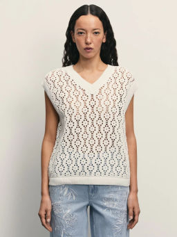 Топ из ажурной вязки из хлопка / Zarina  фото 10