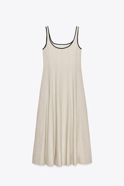 MIDI DRESS WITH CONTRAST PIPING - Zara фото 6
