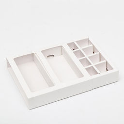 Цена за 5 шт. Коробка под 8 конфет + шоколад, с окном, белая, 17 х 5 х 17,5 х 3,7 см - Simaland фото 3