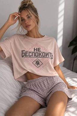 Пижама женская с шортами и футболкой из вискозы 416