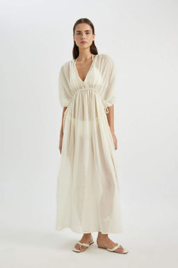 Fall in Love Regular Fit Pamuklu Plaj Elbisesi - Defacto фото 7