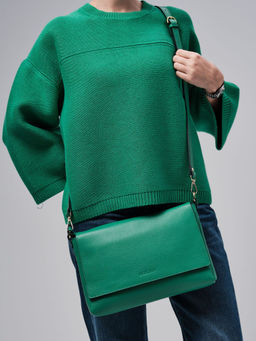 Кожаная сумка через плечо Deboro 30181 зеленая весна