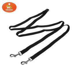 Сворка для двух собак, каждая 90 х 1,5 см, чёрная