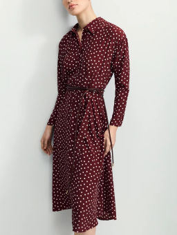 Приталенное платье с принтом в горошек / Zarina