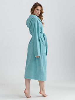 Халат женский Оптима Банный хлопок махра бирюзовый  фото 3