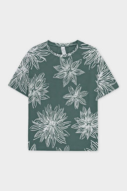 ЕП 30098/зеленый,крупные астры фуфайка жен