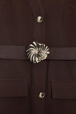 BELTED CREPE MIDI DRESS - Zara фото 8