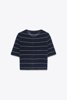 STRIPED KNIT CROPPED JACKET - Zara фото 7