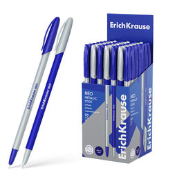 Цена за 50 шт. Ручка шариковая ErichKrause Neo® Stick Metallic 0.7, 2 км, Super Glide Technology, цвет чернил синий (в коробке по 50 шт.)