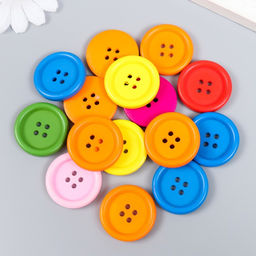 Цена за 2 шт. Пуговицы дерево для творчества 4 прокола «Простые», набор 15 шт., 3×3 см