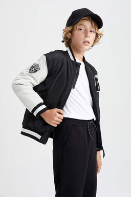 Водоотталкивающий бомбер для мальчиков с воротником-стойкой - Defacto фото 7