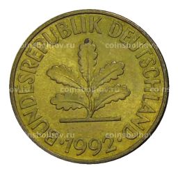 Монета 10 пфеннигов 1992 года J Германия