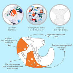 Многоразовый подгузник Машинки - Крошка я фото 2