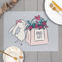 Новогодняя салфетка на стол "Xmas gift", ПВХ, 40*29 см