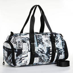 Сумка спорт L-б/н Буквы, 45*21*24, отд на молн, отд д/обуви, 2 н/кармана, дл ремень, черный