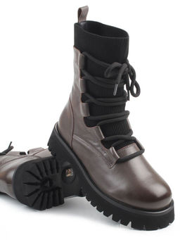 01-XKL21-196R GRAY/BROWN Ботинки демисезонные женские (натуральная кожа, байка)