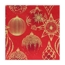 Цена за 2 шт. Салфетки новогодние бумажные Home Collection Золотые украшения на красном, 3 слоя, 33?33 см, 20 шт.