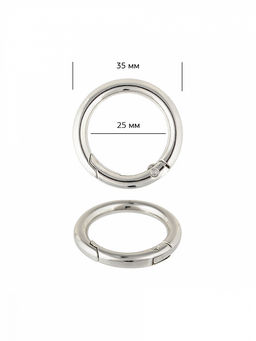 Карабин металл TBY.107913 Ø35мм (внутр. 25мм) цв.никель уп.10шт