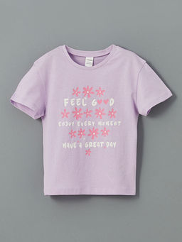 Bisiklet Yaka ?i?ekli K?z ?ocuk Ti??rt 2li