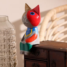 Фигура интерьерная «Сидячий кот», 6×7×20 см, дерево